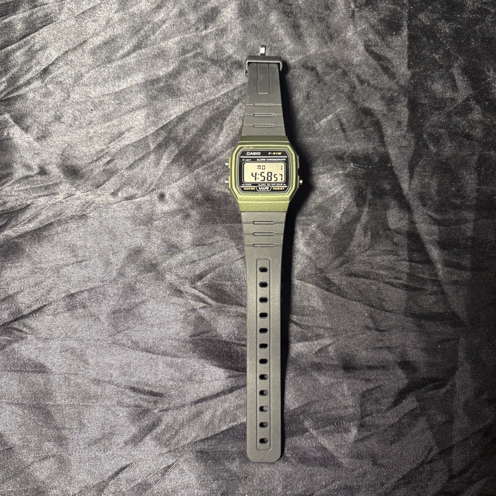 Casio F-91W Digital Watch 593 Module Works Runs Tested Used Pre-Owned